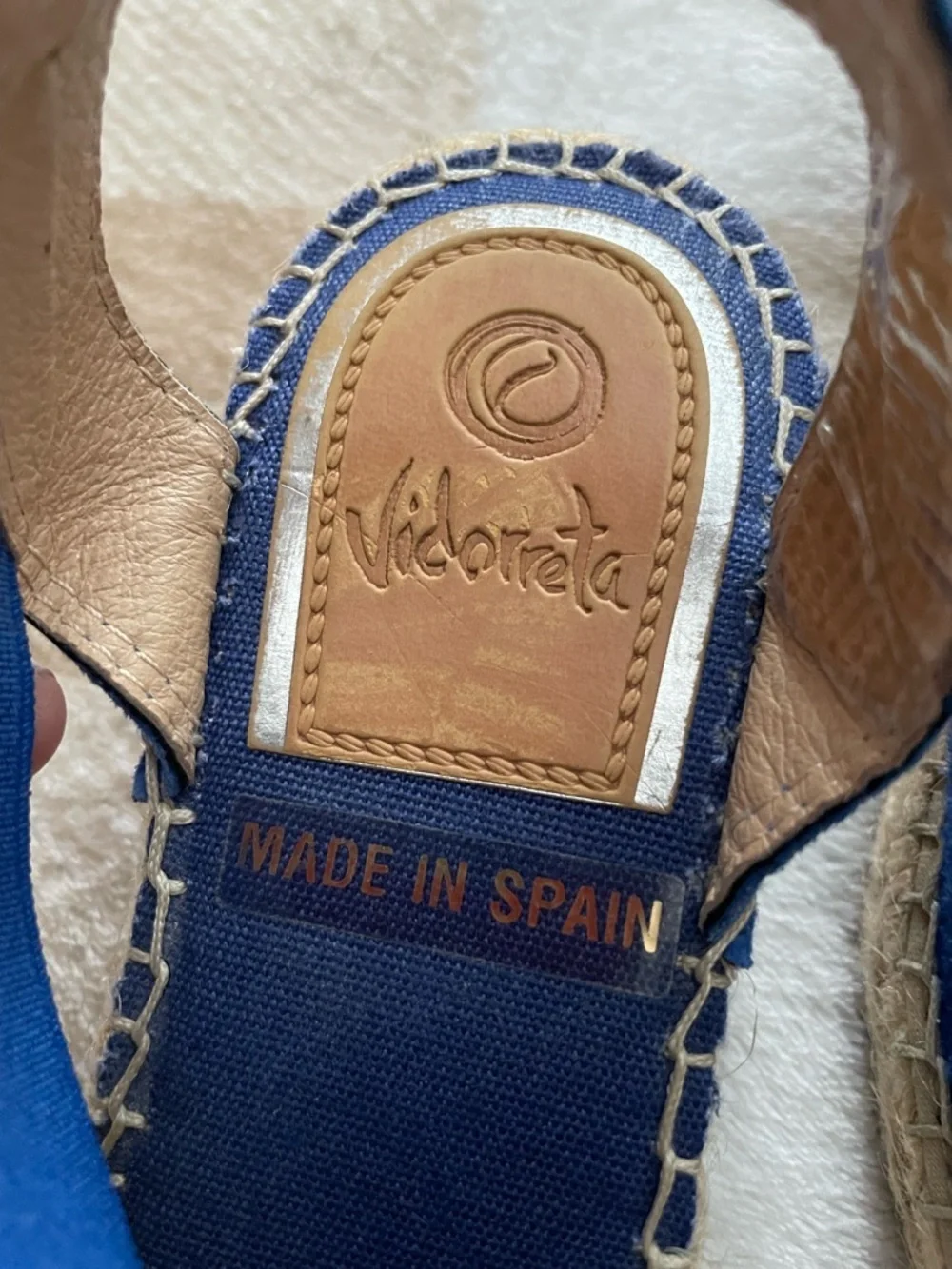 Vidorreta Women’s 37 (6.5/7) Made in Spain Blue Suede Espadrille Slingback